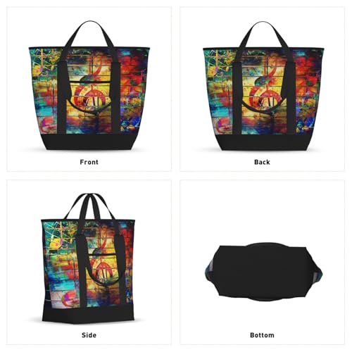 Cute Expression Printed Music Premium Insulated Tote Bag – Heavy-Duty Handles, Perfect For Supermarket Trips, Picnics & Daily Commute2