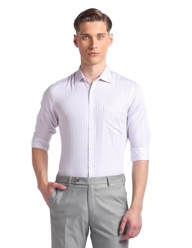 Image of Arrow Men Slim fit Cotton Striped Long Sleeves Cutaway Collar Shirt