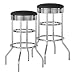 TRINITY Chrome Swivel Barstool, 29-in, Black, 2 Pack