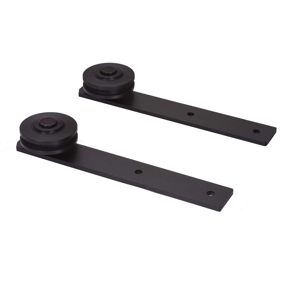 Kit de herrajes para puerta corrediza de madera de granero negro de 228 cm para puerta doble, funcionamiento suave y diseño para una fácil instalación y uso duradero