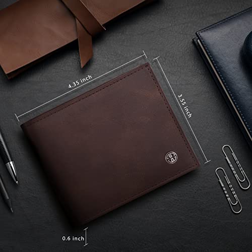 TRUSADOR Savona Classic Men's Wallets Leather Bifold with RFID Wallet for Men Gift Box (Brown)4