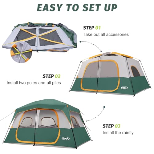Image of UNP 2 /4 /6 /8 Person Tent, Portable Cabin Tent, Camping Tent 4-Person Easy Set Up, Waterproof with Top Rainfly for Outdoor Camping /Hiking