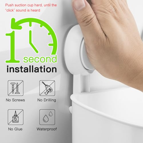 LUXEAR Shower Caddy Suction Cup NO-Drilling Removable Shower Shelf Powerful Heavy Duty Hold up to 22lbs, Waterproof Storage Basket for Shampoo & Toiletries Bathroom & Kitchen Caddy Organizer by LUXEAR - Image 4
