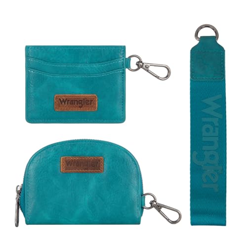 Image of Wrangler KeyChain Wallet Wristlet Wallets for Women Dual Pouch Wristlet with Zipper Womens Credit Card Holder Wallet
