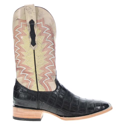 Image of Vaccari Men's Navarro Genuine Alligator Tail Leather Broad Square Toe Cowboy Boots
