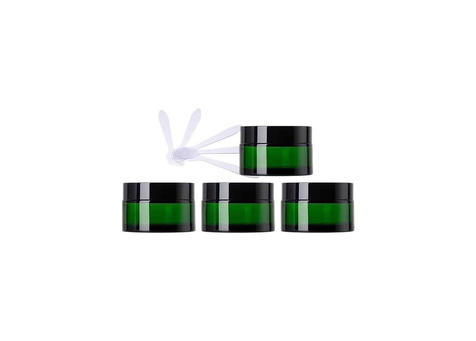 dfEDRd Plastic Cosmetic Jar, 4 Pack 50ml Empty Face Cream Storage Containers + 4X Spatula(20ml)