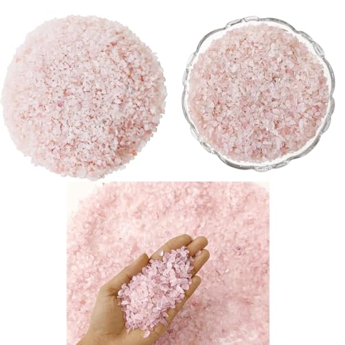 Image of Certified Rose Quartz Crystal Chips 50 GM with Authenticity Certificate | Natural Pink Quartz Decorative Stone Chips for Pooja Room, Meditation, Vastu, Crafts, Resin Art & Aquarium Decor