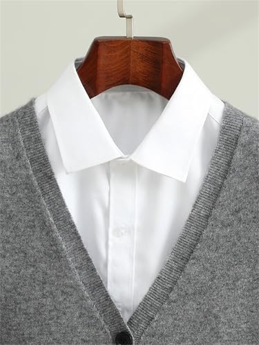 Men's Casual V-Neck Cashmere Cardigan Sweater Winter Cable Knit Open Front Sweater2