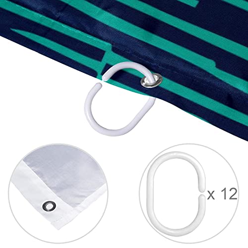 Rideau de douche rayé vert en tissu lourd haut de gamme 183cm