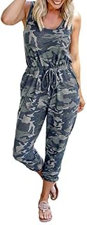 Mitiy Womens Spaghetti Strap Camo Jumpsuit with Pockets, Casual Outfits Camouflage Jumpers