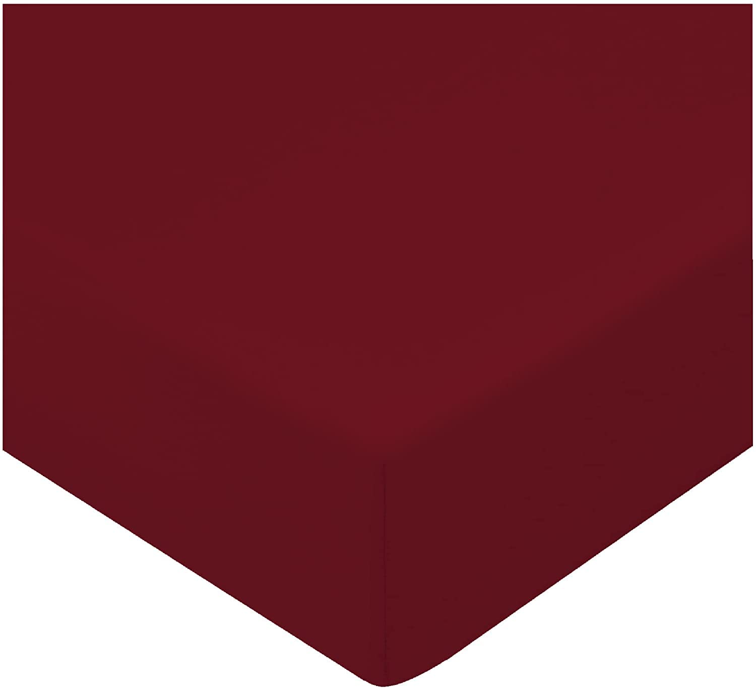 Linen World Hotel Quality Super King Fitted Sheet (183×200cm) Burgundy – 40cm Extra Deep Pocket Brushed Microfiber Bottom Sheet, OEKO-TEX Certified, Soft & Breathable Easy Care Bed Sheet — image 1
