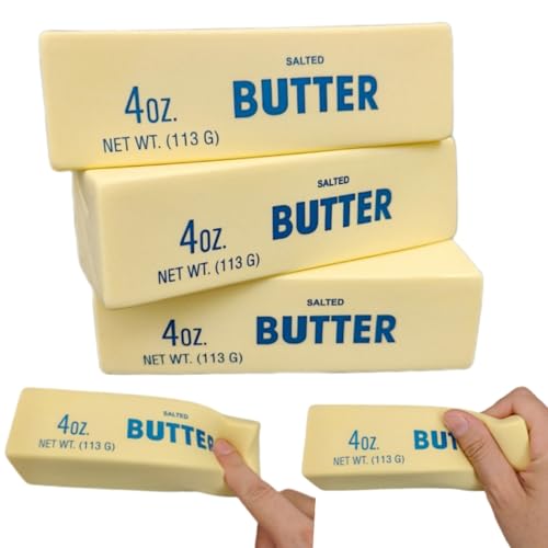 kotron 3 PCS Butter Squishy Toys Super Soft Butter-Shaped Slow Rising Squishy Sticky Butter Sticks Squeeze Toys Realistic Food Squishies Fidget Toys for Decompression Anxiety Relaxation