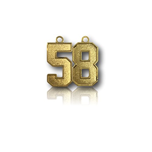 Number 58 Gold Plated Jersey Style Sports Necklace Charm Pendant (0.8