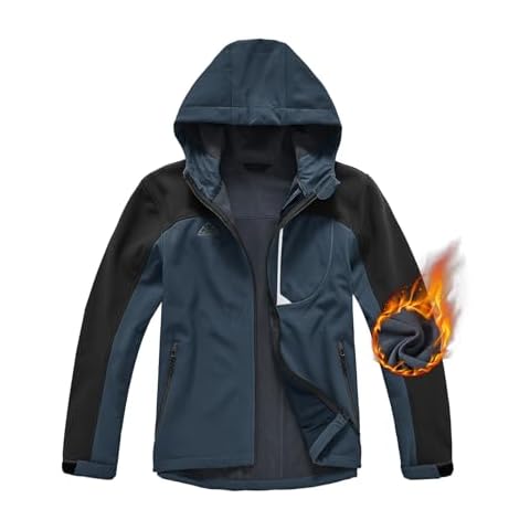 BGOWATU Men's Lightweight Fleece Lined Hooded Softshell Winter Jacket Water Resistant Hiking Fall Casual Windbreaker Cold Grey S Cover