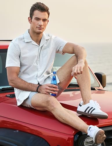 JMIERR Men's Seersucker Shirts Short Sleeve Casual Shirts Button Down Shirt Beach Summer Vacation Wedding Shirt3