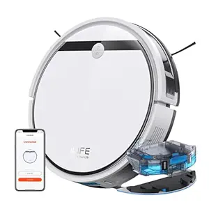 ILIFE V3x Robotic Vacuum Cleaner, Powerful Suction, Daily Schedule Cleaning, Ideal for Hard Floor, Hairs and Low Pile Carpet,Vacuum and Mop (White)