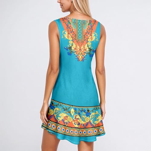 Robe d'été décontractée ciel fluide et boutonnée sans manches - 5