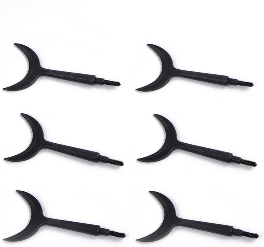 AMEYXGS 6 Pcs Traditional Hunting Broadheads Solid Metal Arrow Tips Black Arrowheads Archery Screw in Arrowheads for Hunting and Target