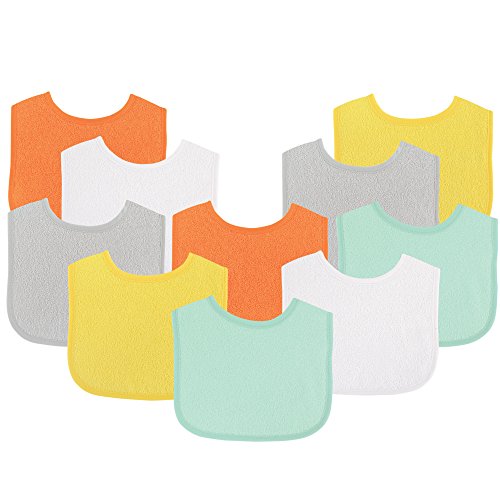 Image of Luvable Friends Unisex Baby Cotton Terry Bibs, Neutral Solid, One Size
