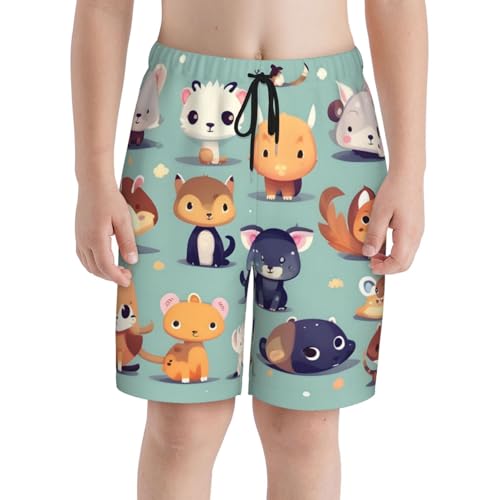 Cute Little Animals Youth Beach Pants, Soft and Breathable, with Drawstring Waist, Suitable for Sports and Leisure.3