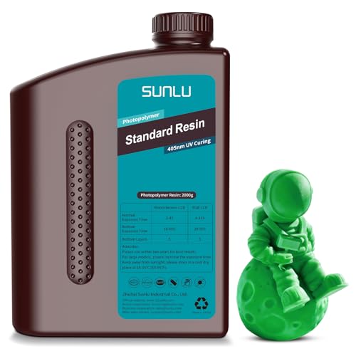 Image of SUNLU 3D Printer Resin 2kg, Fast Curing Standard 3D Resin for LCD DLP SLA Resin 3D Printers, 395 to 405nm UV Curing 3D Printing Liquid Photopolymer Resin, Low Shrinkage, High Precision, 2000g, Green