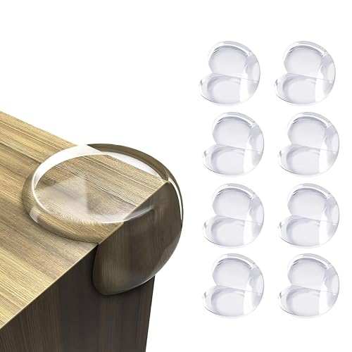 Image of Kids Station Baby Proofing Corner Guards for Furniture-Table Guards with Soft Silicone, Sharp Corner Protection, Transparent PVC-Childproof Safety (Round Transparent Corner Guards, Pack of 8)