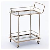 Moderner Rollwagen mit Weinregal und Glasregalen, Küchen-Servierwagen für Wohnzimmer, 2 Etagen, Aufbewahrungsregale, stilvoll und funktional, Servierwagen