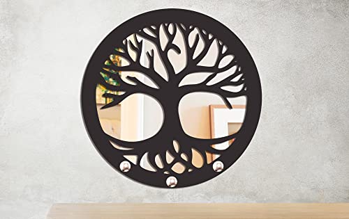 Porta Chaves Parede Espelhado Decorativo Gancho Chave Suporte Arvore da Vida Espelho
