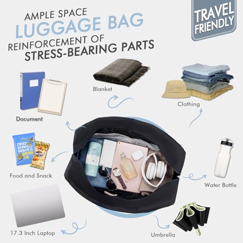 BAGZY Handgepäck Tasche 55x40x20 Faltbar für TUI Airways Lufthansa Ryanair, 45L Groß Reisetasche Flugzeug Leicht Wasserdicht Sporttasche Gym Duffle Bag für Weekender Krankenhaustasche Herren & Damen