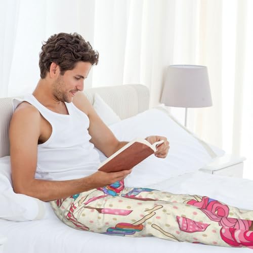 Pantalon de pyjama polaire doux à imprimé cupcake multicolore décontracté - 7
