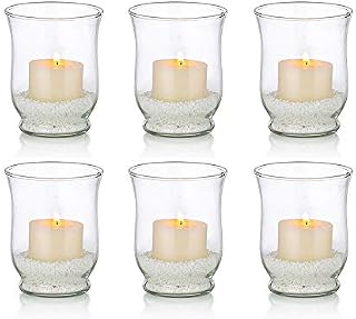 Glass Votive Candle Holders, 6 Pcs Hurricane Tealight Candle Holder Bulk, Wedding Centerpieces for Reception Tables for Wedding Proposal, Birthday, Spa, Aromatherapy, Meditation, Parties