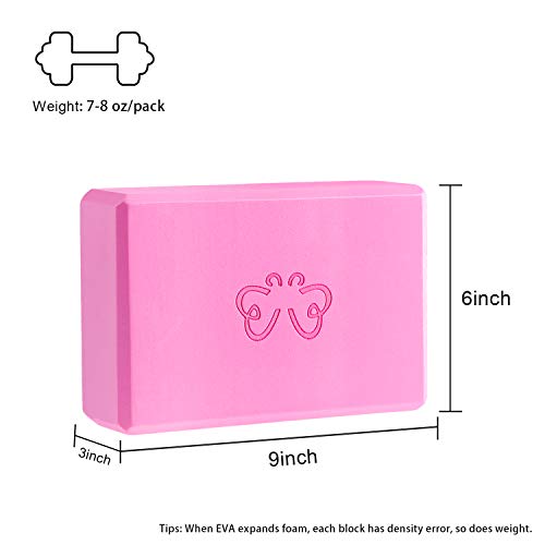 Yoga Blocks 2 Pack for Women Home Yoga Beginners Practices Class Studio Accessories,Pilates, Meditation,High Density EVA Non-Slip Surface Soft and Light (Rose Pink) - Thumbnail 6