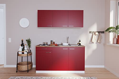 respekta Küche Miniküche Singleküche Luis 150cm Einbau Weiß Rot ohne Kühlschrank 4 respekta Küche Miniküche Singleküche Luis 150cm Einbau Weiß Rot ohne Kühlschrank