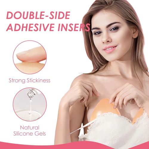 Snowy Sticky Bra Inserts,Reusable and Waterproof Double Sided Push Up Sticky Bra for Women Dresses Bikinis3