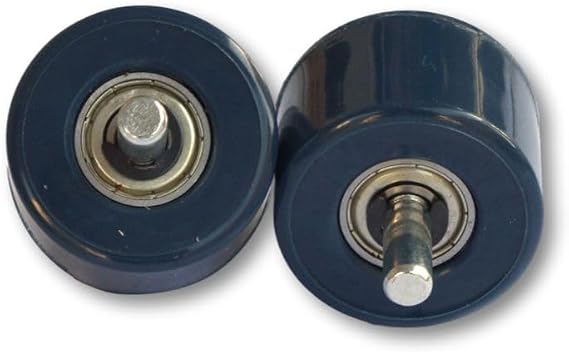 Replacement wheels for two-wheeled sports shoes.