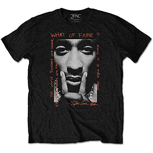 Image of Tupac What of Fame? Official Tee T-Shirt Mens Unisex (Medium) Black
