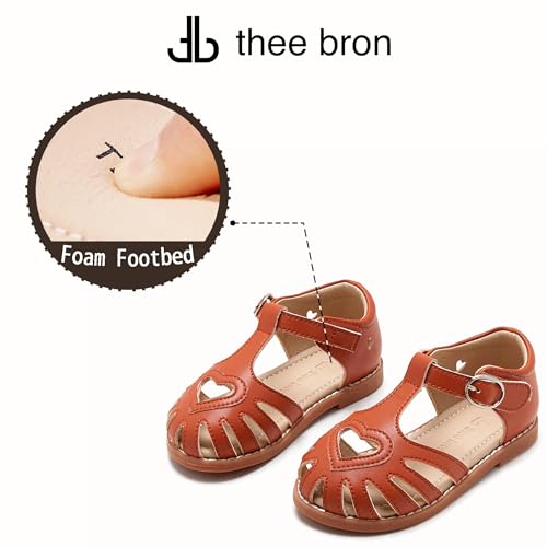 Image of THEE BRON Toddler Girls Closed-Toe Sandals Sweet Retro Cutout Summer Dress Shoes