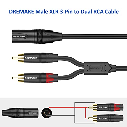 Cable XLR macho a conector RCA dual con divisor en Y antinterferencias 4