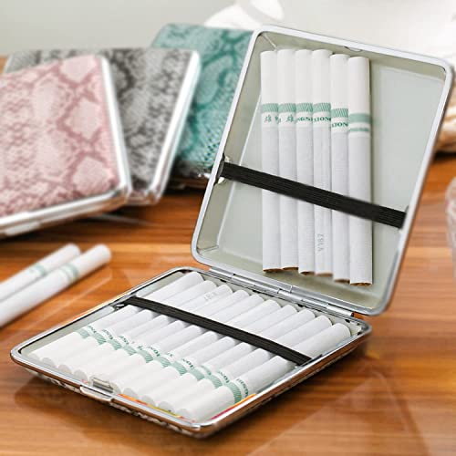 Sigarettenetui van PU-leer, metaal, voor mannen en vrouwen, slanke sigarettenbox, sigarettenetui voor 20 sigaretten, etui, voor dames en heren, klein sigarettenetui, leer (4) - Afbeelding 6