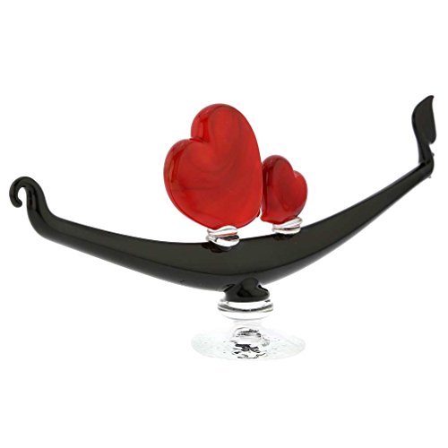 Glassofvenice Murano Glass Romantic Hearts Gondola #TOP8