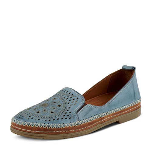 Image of Spring Step Women's Ingrid Loafers - Premium Leather Slip-On with Laser Cutout Design, Elastic Goring and Lightweight Flat Sole for Comfortable Stylish Wear