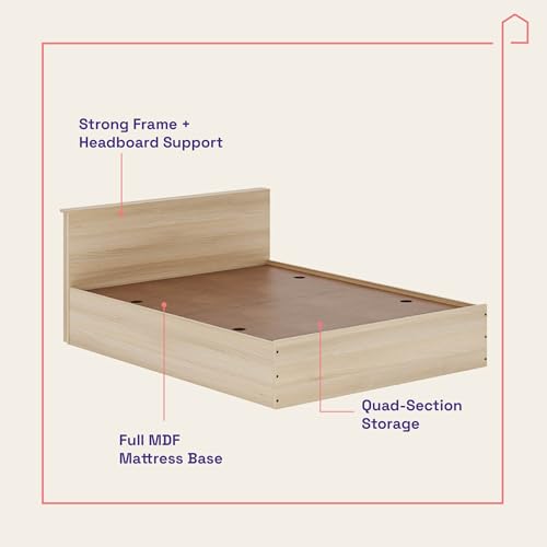 Image of Wakefit Bed | 1 Yr Warranty | Bed Queen Size, Comes with Storage Box, Noise-Free, Density: 680-750 kg /m, Termite & Borer Resistant, Fits Mattresses Up to 8 Inches (Taurus 78 x 72 - Mouldou Acacia)