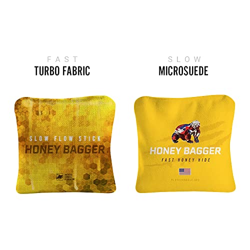 ACA Synergy Pro Professional Cornhole Bags Dual Sided Regulation 6x6 Set of 4 Honey Bagger Yellow
