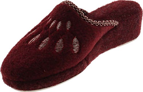 Women's 16717 Plush Comfort House Slippers Made In Europe,Bordo,393