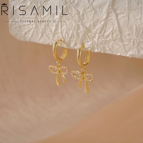 Earrings for Women Trendy Bow 14K Gold Plated/Silver Hoops Simple Twist Huggie Dainty Cubic Zirconia Jewelry3