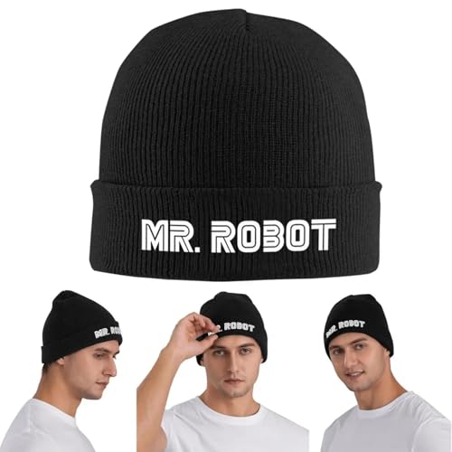 Mr Robot Texto Cálido Gorra de Punto Sombrero de Punto de Invierno Gorro Skullies Gorros de Hip Hop para Unisex