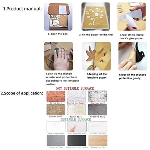 3D Sticker Decal Wall Family Tree Decor Diy Picture Frames Tree Wall Decor Sticker For Living Room Love Family Tree Picture Frame Collage Wall Decals #TOP6