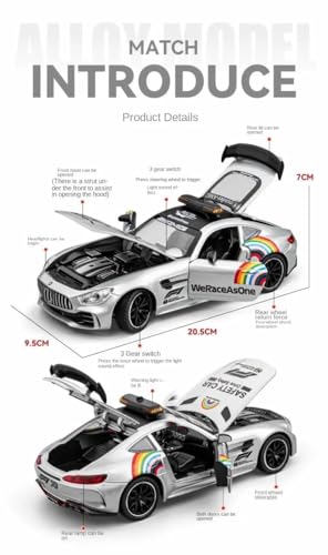 Image of Magicwand 1:24 Scale Die-Cast AMG-GT3【Large】【Box Packing】 with 4 Openable Doors,Pull Back Action,Lights,Music【Police Red】【Pack of 1】