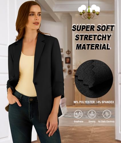 Women's 3/4 Sleeve Blazers, Lightweight Elegant Jackets for Women, Women Blazer Business Casual Outfits for Work3