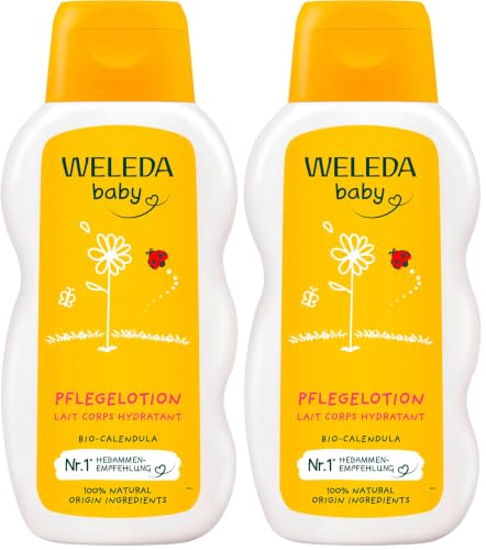 Image of Weleda Baby Calendula Comforting Body Lotion, Plant Rich Moisturizer with Calendula, Chamomile, Sweet Almond and Sesame Oils, 6.8 Fl Oz (Pack of 2)
